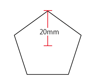 半径20mm　辺の数5の多角形の図